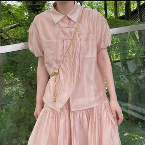 Light pink silk blouse and skirt set